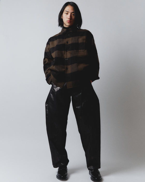 【m's braque】BACK SIDE TUCK BALLOON PANTS / Black Moire