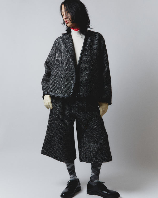 【 m's braque 】CROPPED BAGGY PANTS / Black × White
