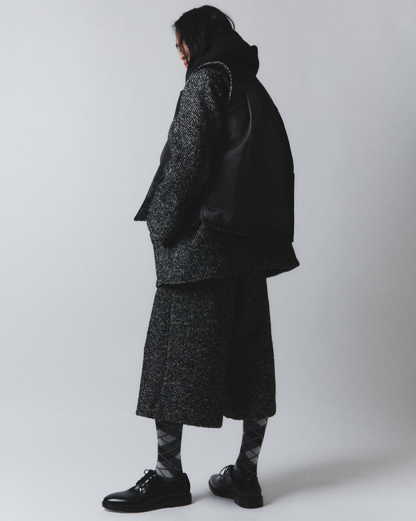 【 m's braque 】CROPPED BAGGY PANTS / Black × White