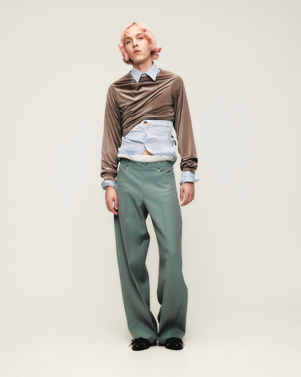 【 HOMMENA 】DRAPE LONG SLEEVE TEE / Brown