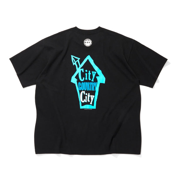 【 CITY COUNTRY CITY 】COTTON T-SHIRT - CITY HOUSE - / Black