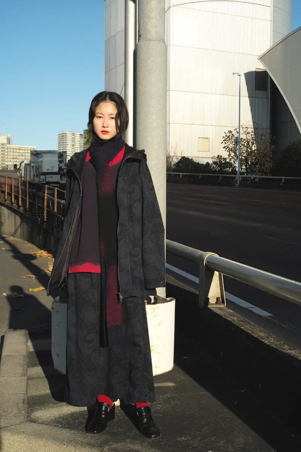 【 BLUE BLUE JAPAN 】シャギーグラデーション ニットマフラー / Dark Navy