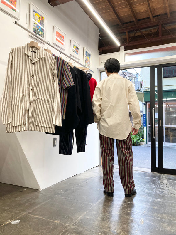 【frank leder / フランクリーダー】60's VINTAGE BEDSHEET OLD STYLE STAND COLLAR SHIRT / Natural