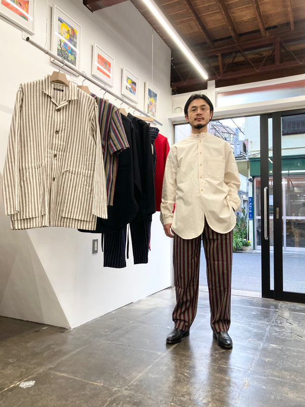 【frank leder / フランクリーダー】60's VINTAGE BEDSHEET OLD STYLE STAND COLLAR SHIRT / Natural