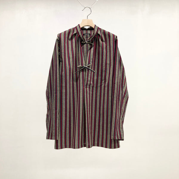 【frank leder / フランクリーダー】BAVARIAN MULTI STRIPED COTTON ALPINE DAIRYMAN SHIRT WITH SCARF / Red Stripe