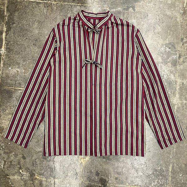 【frank leder / フランクリーダー】BAVARIAN MULTI STRIPED COTTON ALPINE DAIRYMAN SHIRT WITH SCARF / Red Stripe